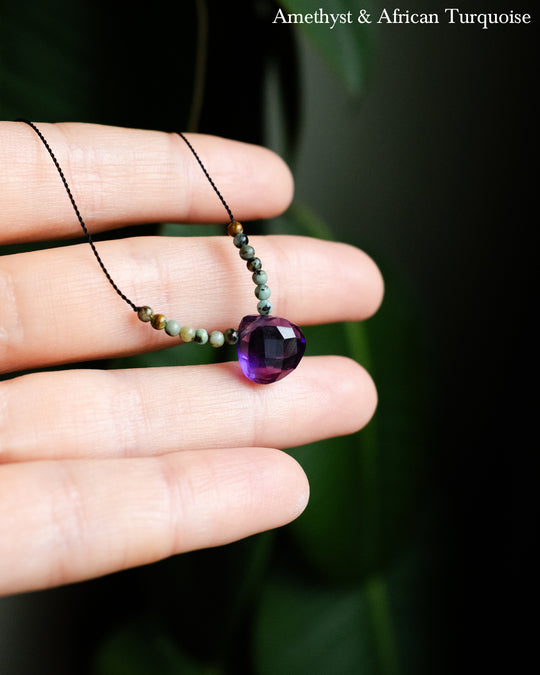 Harmonious Pair Vegan Silk Gemstone Necklace