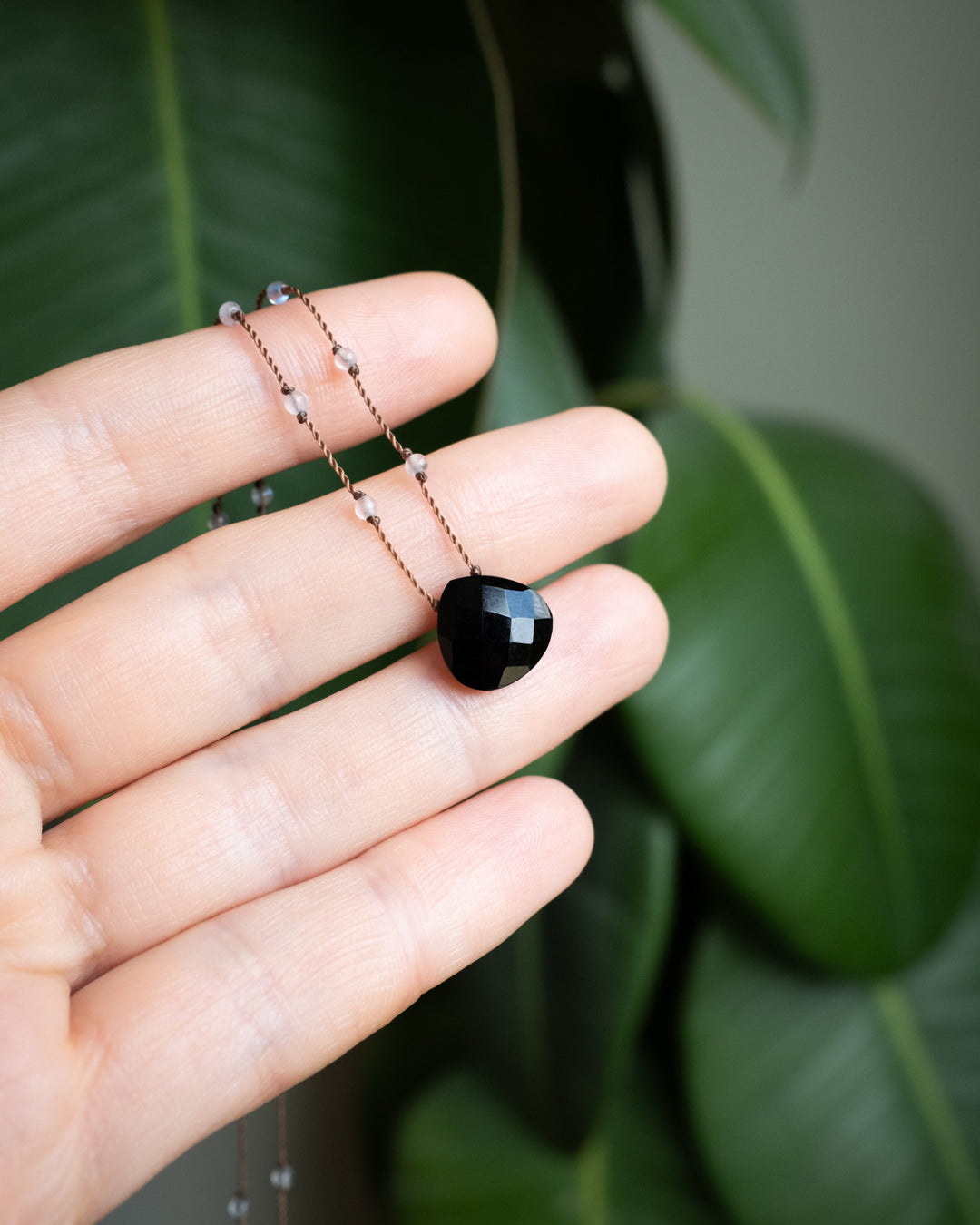 Labradorite / Amethyst / Black Onyx Hand Knotted Beaded Necklace