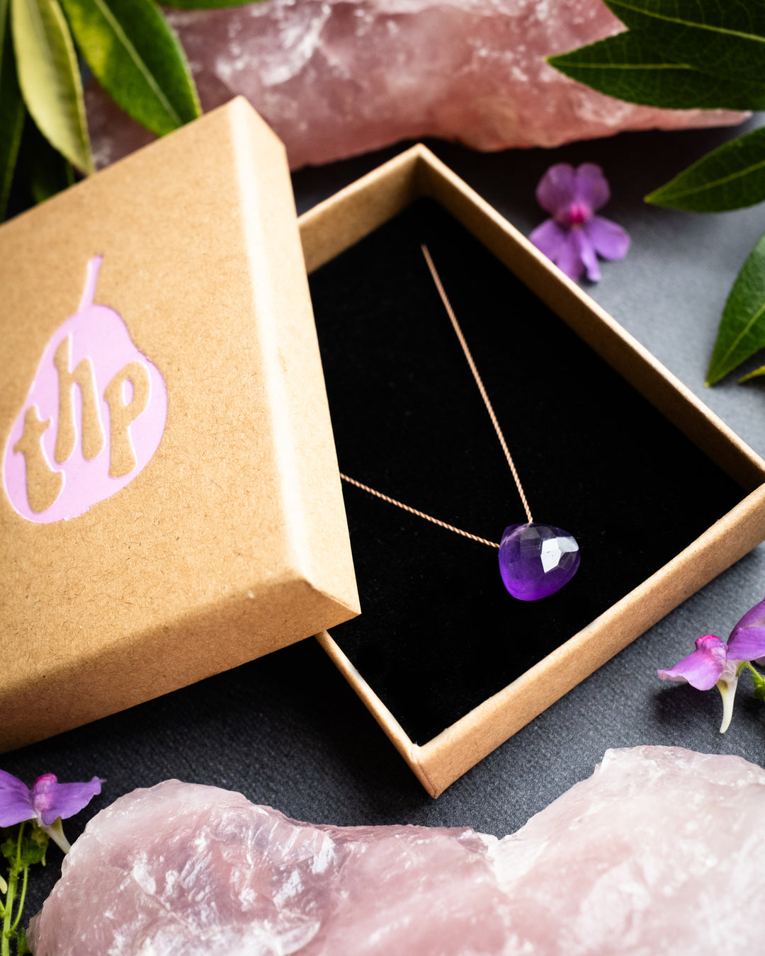 African Amethyst Vegan Silk Necklace