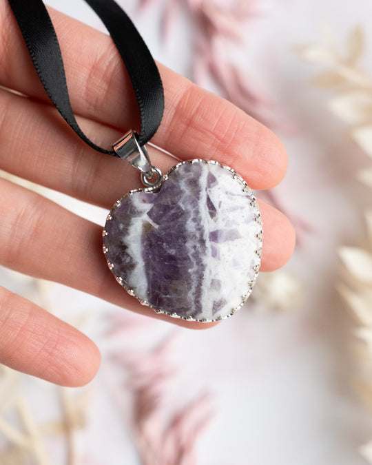 Amethyst Heart Sterling Silver Gallery Necklace - The Healing Pear