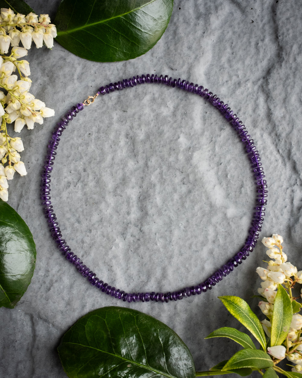 Amethyst Hand Knotted 9ct Gold Beaded Necklace - The Healing Pear