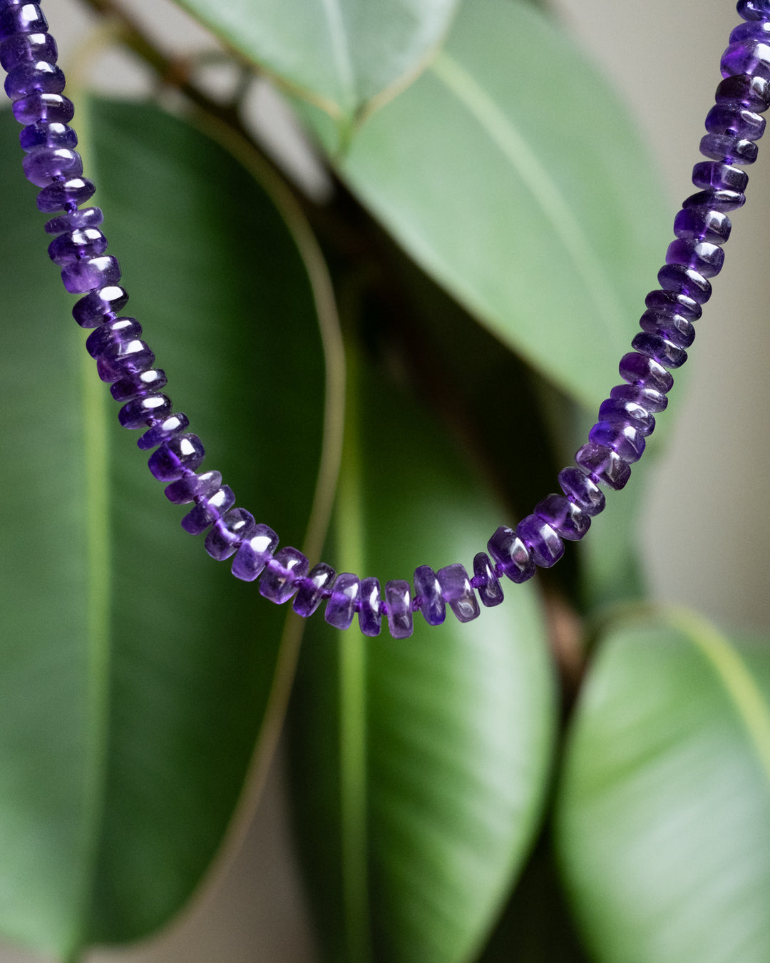 Amethyst Hand Knotted 9ct Gold Beaded Necklace - The Healing Pear