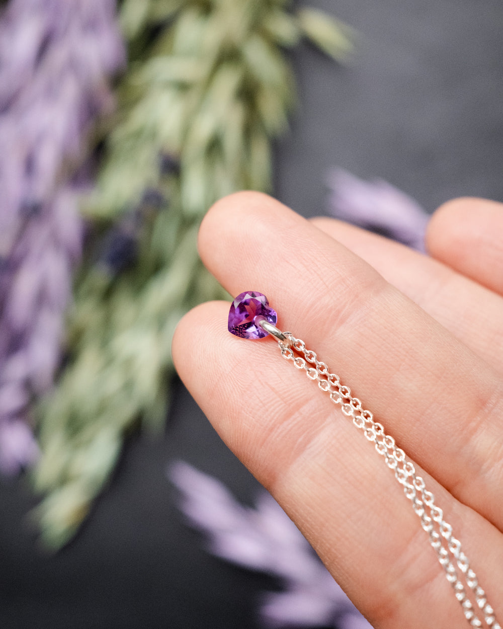 Mini Amethyst Heart Necklace - The Healing Pear