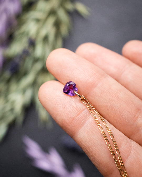 Mini Amethyst Heart Necklace - The Healing Pear