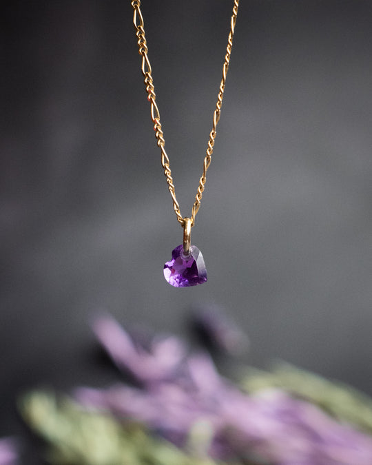 Mini Amethyst Heart Necklace - The Healing Pear