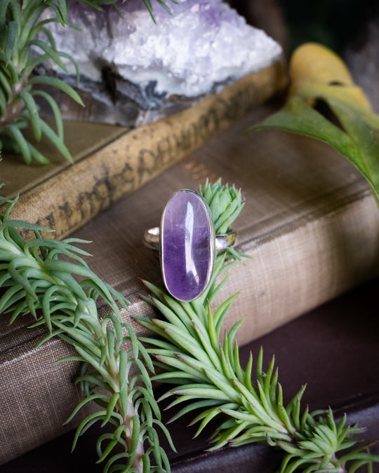 Amethyst Ring in Sterling Silver - Size 8 US / Q UK