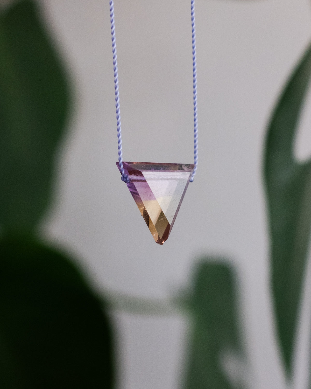 Ametrine Triangle Vegan Silk Necklace - The Healing Pear