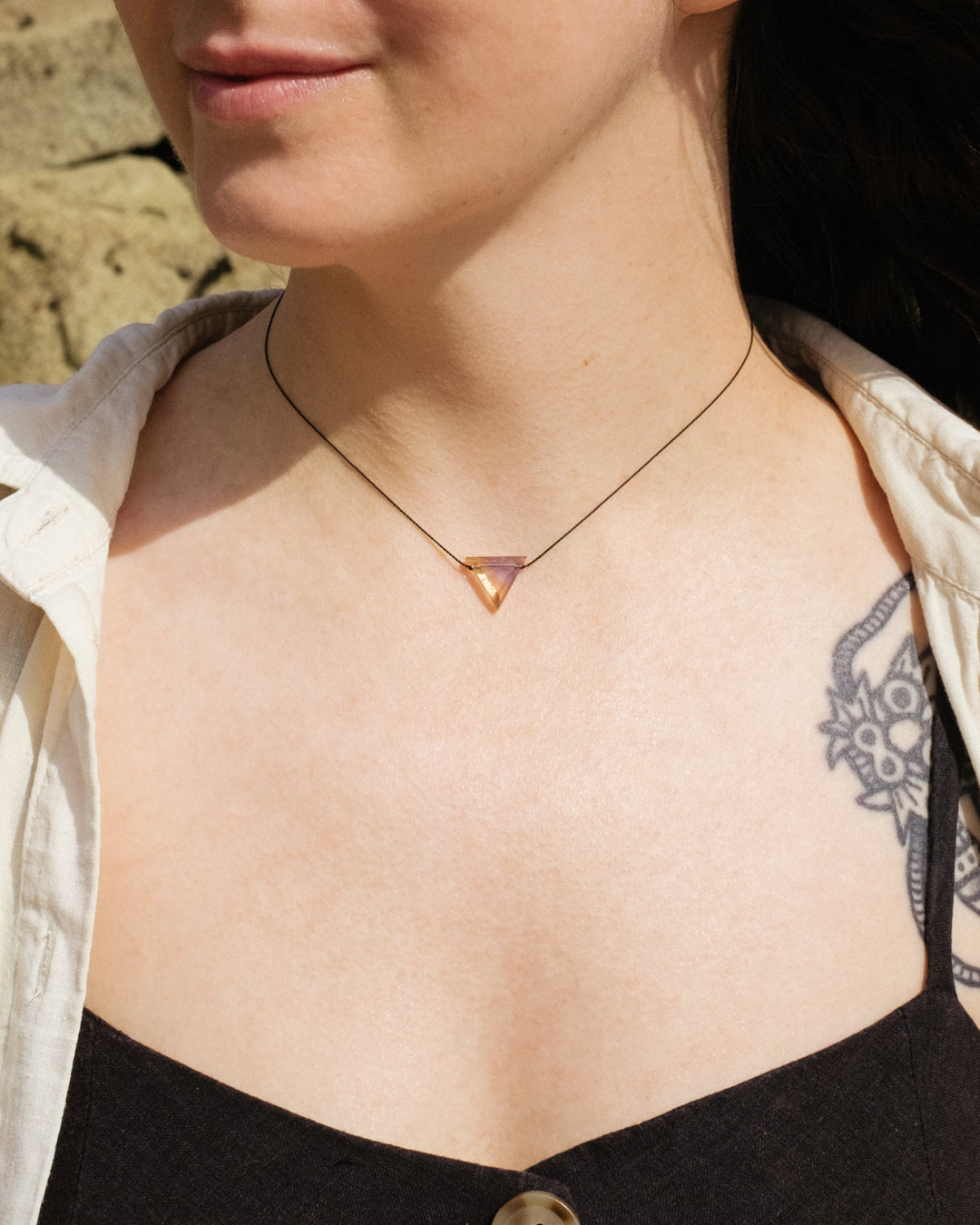 Labradorite Triangle Vegan Silk Necklace - The Healing Pear