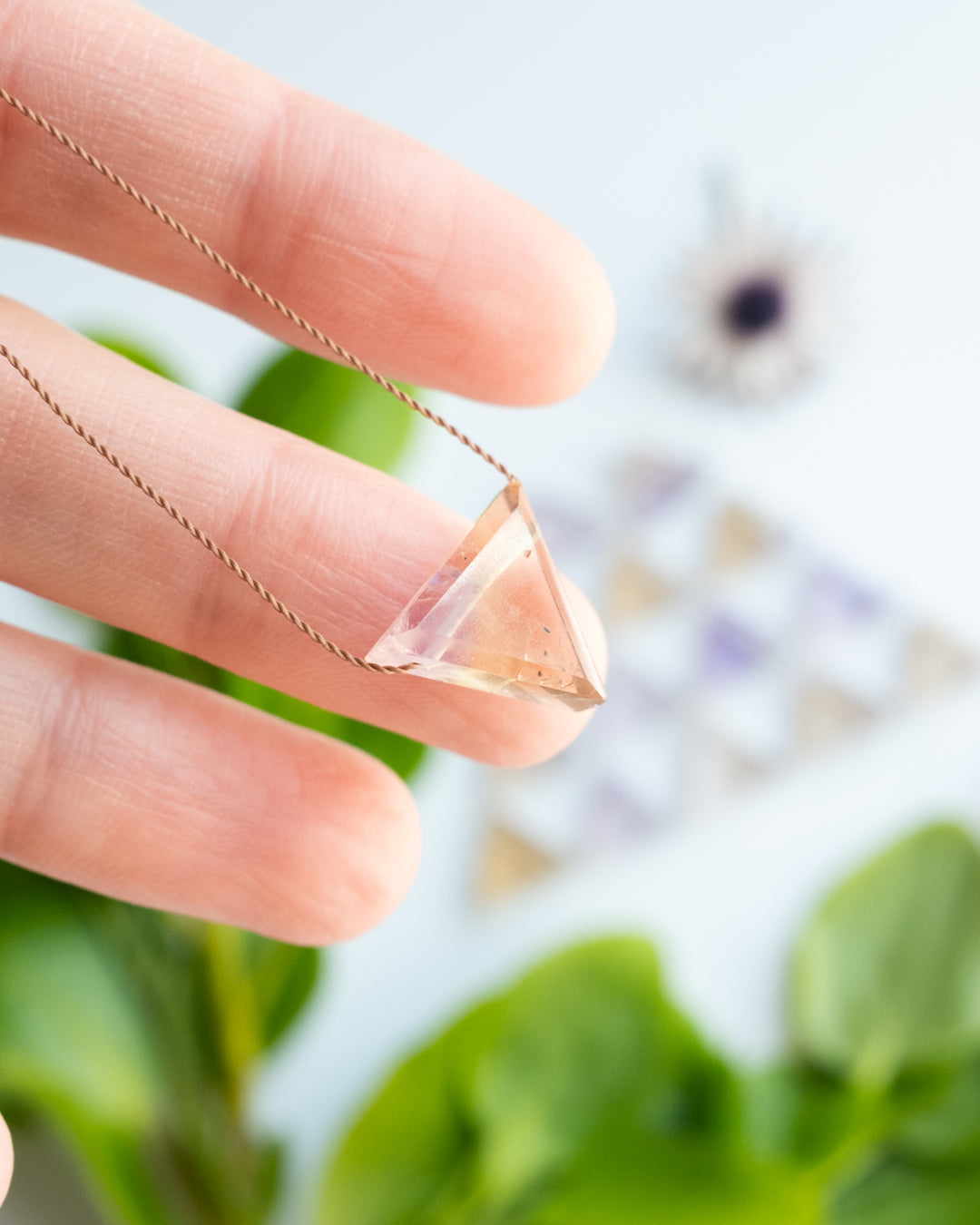Ametrine Triangle Vegan Silk Necklace - The Healing Pear