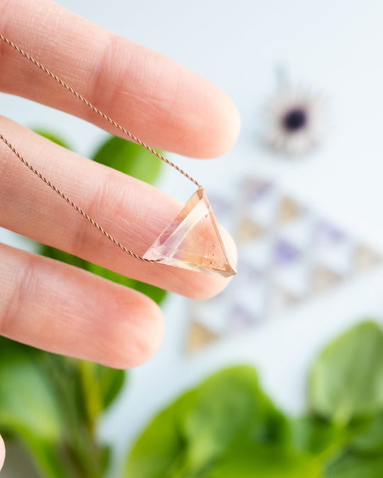 Ametrine Triangle Vegan Silk Necklace - The Healing Pear