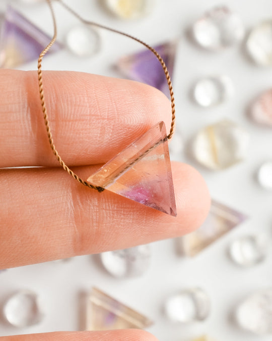 Ametrine Triangle Vegan Silk Necklace - The Healing Pear