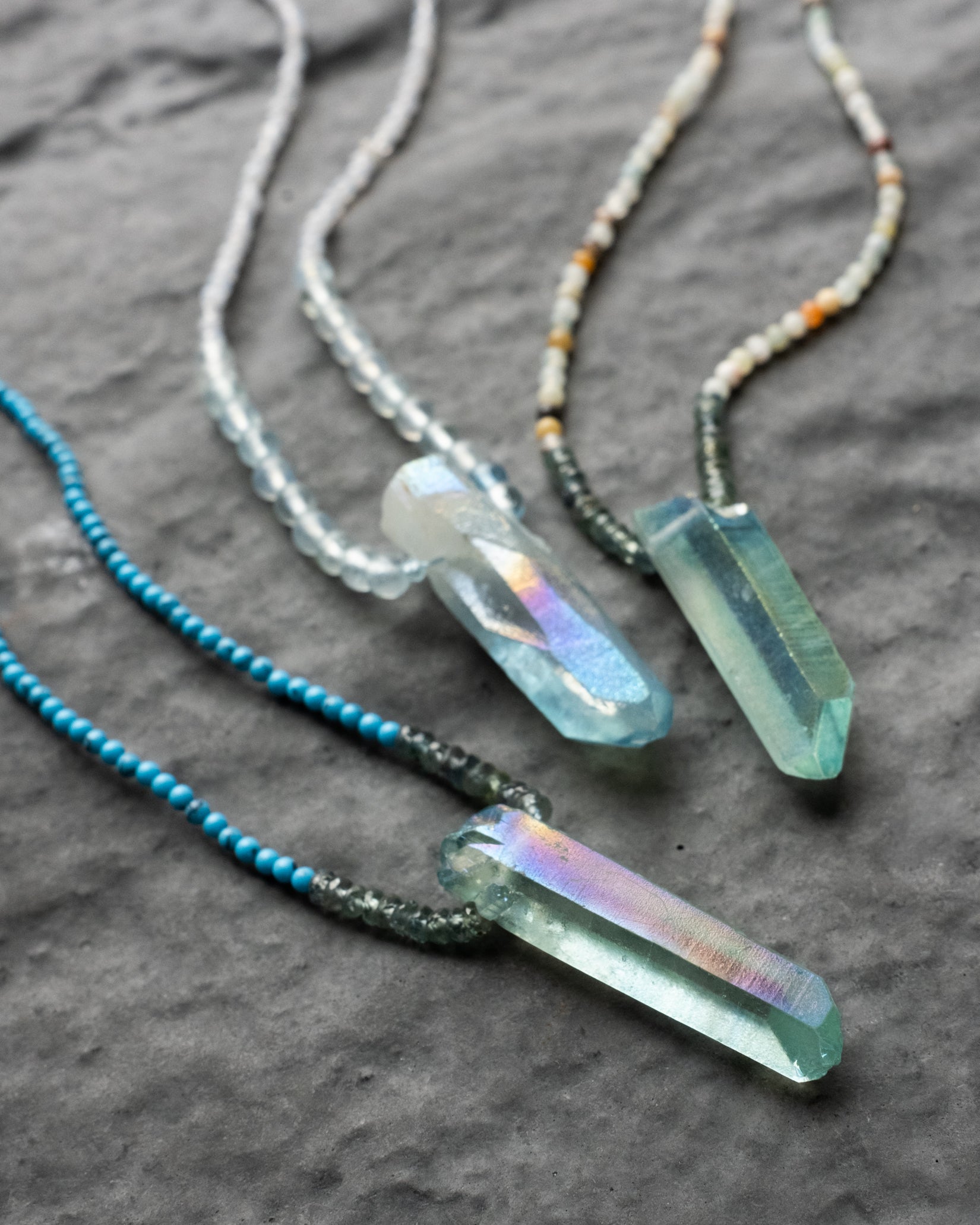 Aqua Aura Quartz Beaded Necklace - The Healing Pear