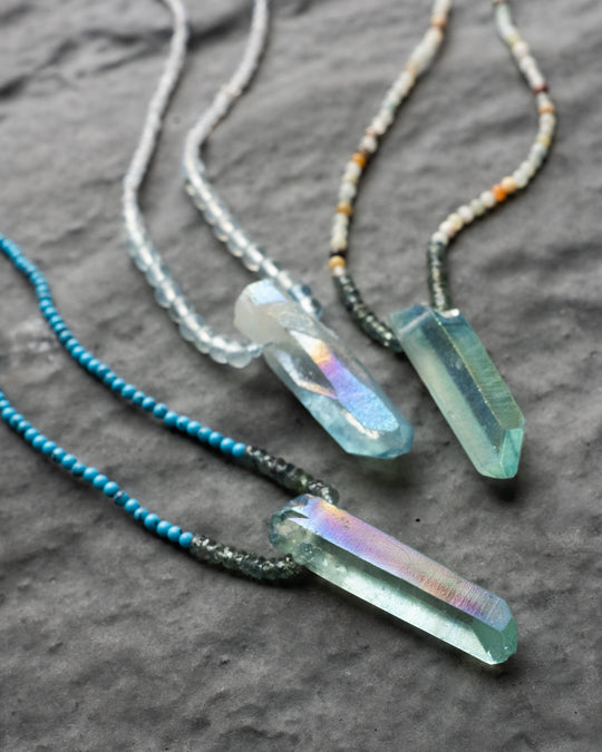 Aqua Aura Quartz Beaded Necklace - The Healing Pear