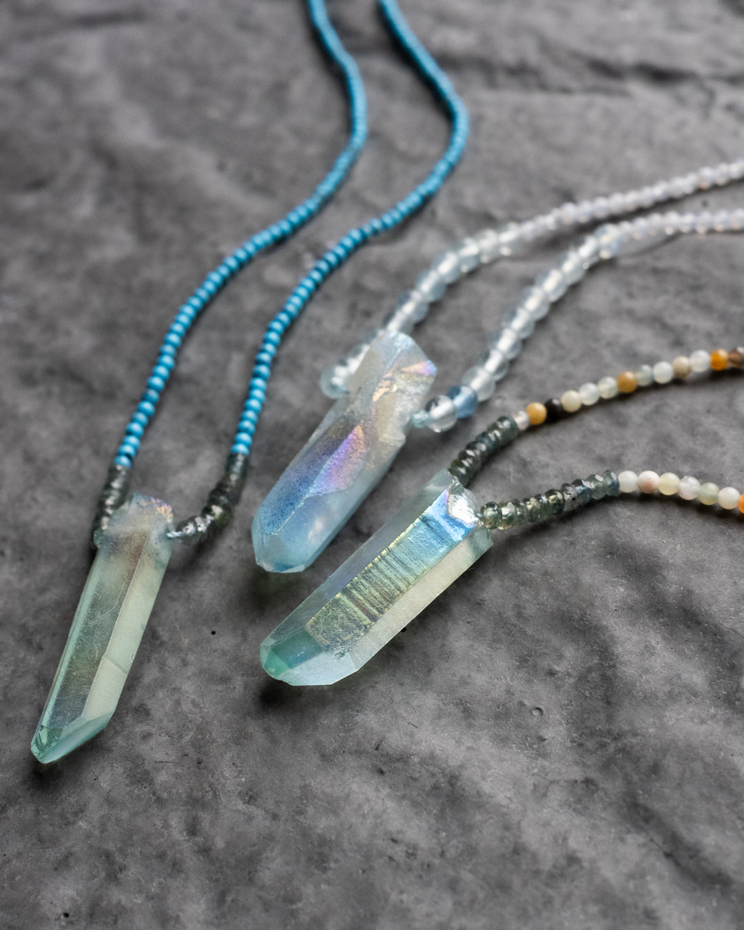 Aqua Aura Quartz Beaded Necklace - The Healing Pear