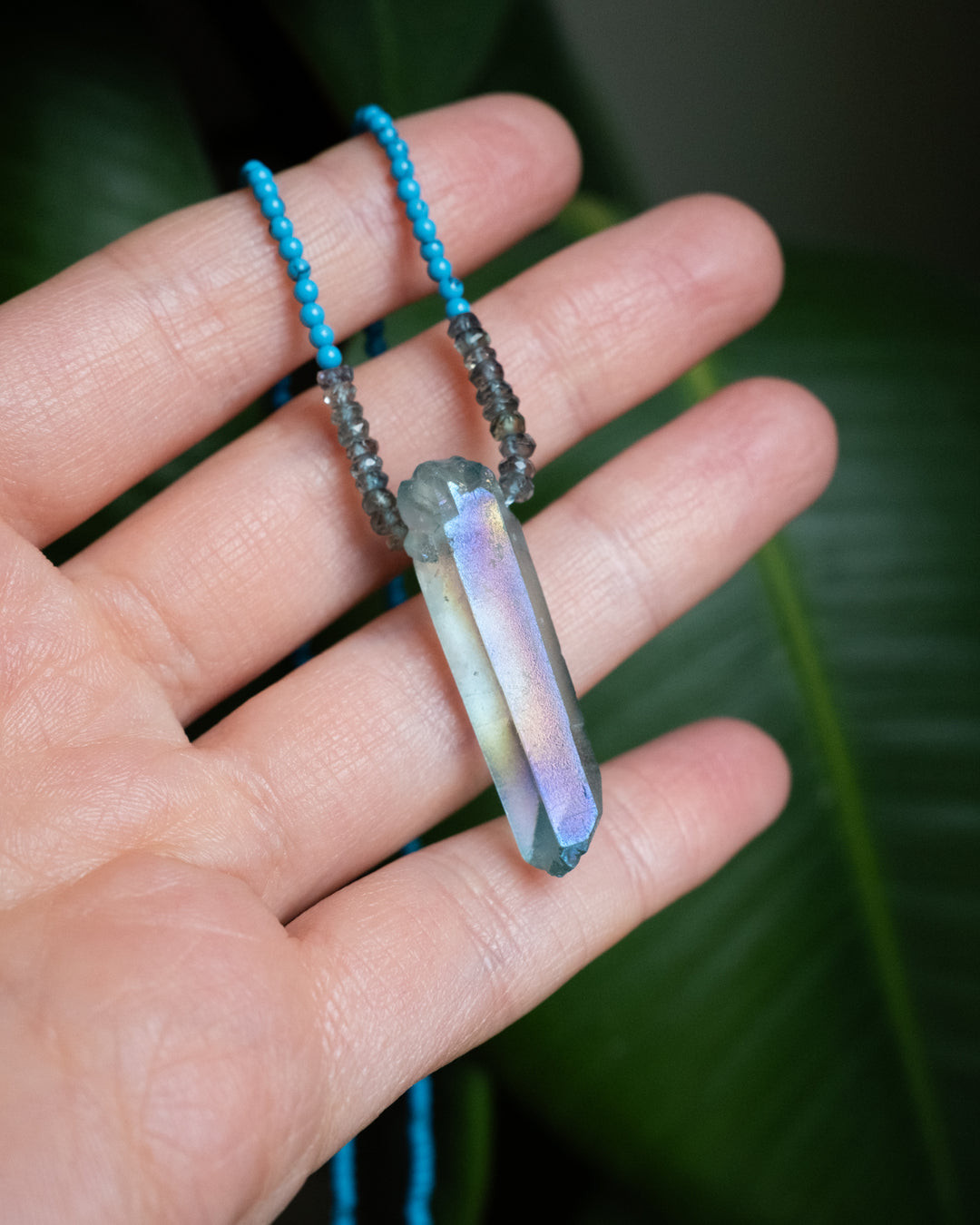 Aqua Aura Quartz Beaded Necklace - The Healing Pear