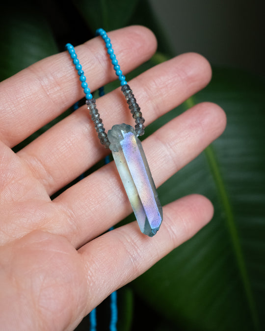 Aqua Aura Quartz Beaded Necklace - The Healing Pear