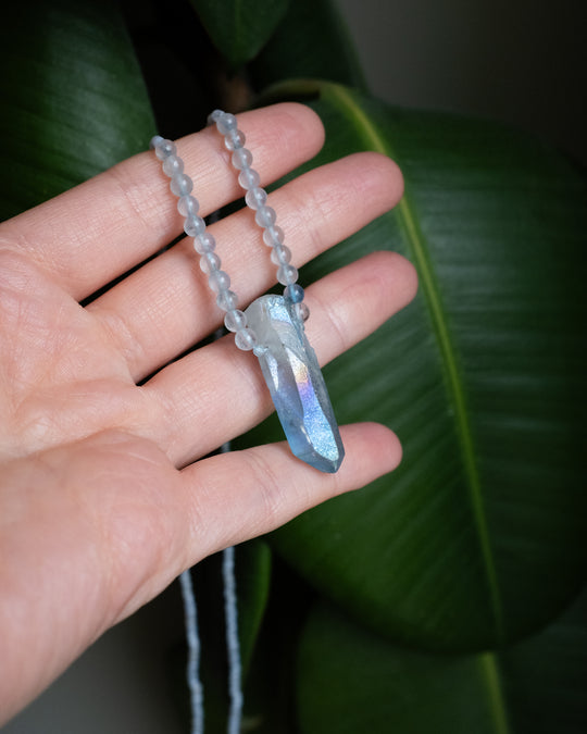 Aqua Aura Quartz Beaded Necklace - The Healing Pear