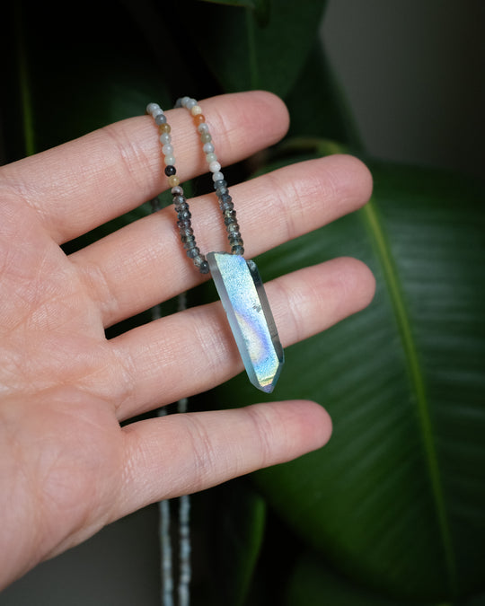 Aqua Aura Quartz Beaded Necklace - The Healing Pear