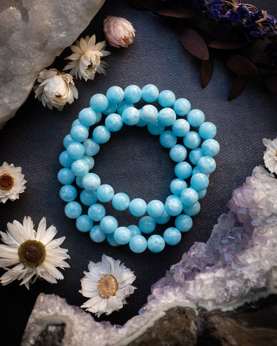 Aqua Blue Imperial Jasper Round Bead Bracelet 8mm