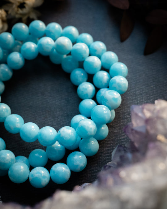 Aqua Blue Imperial Jasper Round Bead Bracelet 8mm