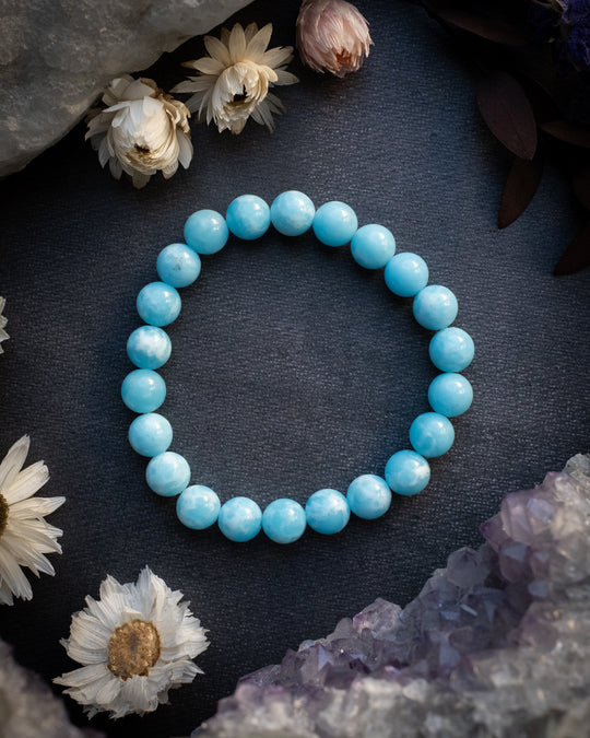 Aqua Blue Imperial Jasper Round Bead Bracelet 8mm