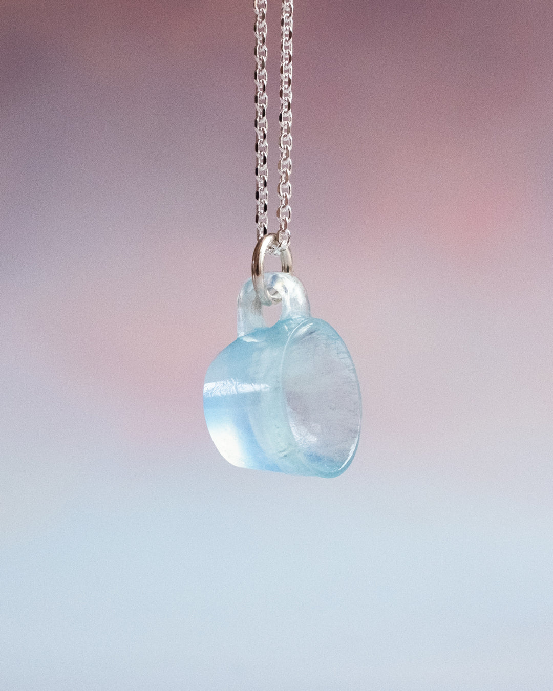 Aquamarine Hand Carved Mug Necklace - The Healing Pear