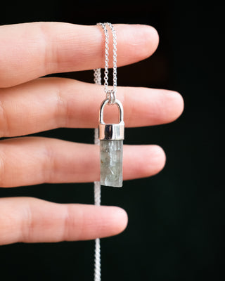 Raw Aquamarine Sterling Silver Necklace