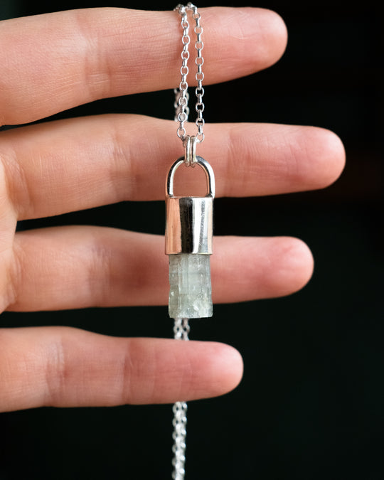 Raw Aquamarine Sterling Silver Necklace