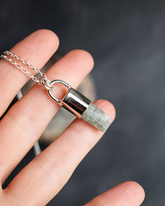 Raw Aquamarine Sterling Silver Necklace