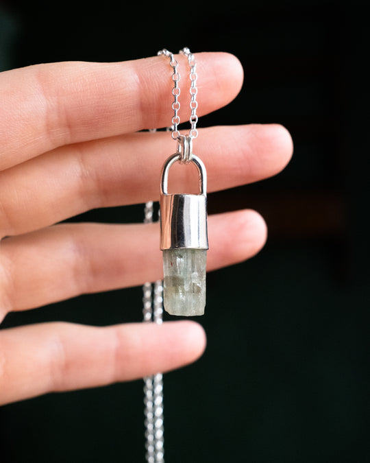 Raw Aquamarine Sterling Silver Necklace