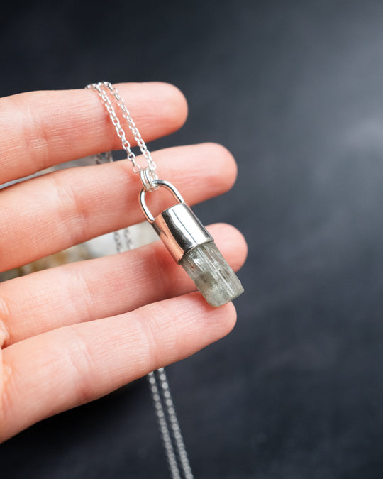Raw Aquamarine Sterling Silver Necklace