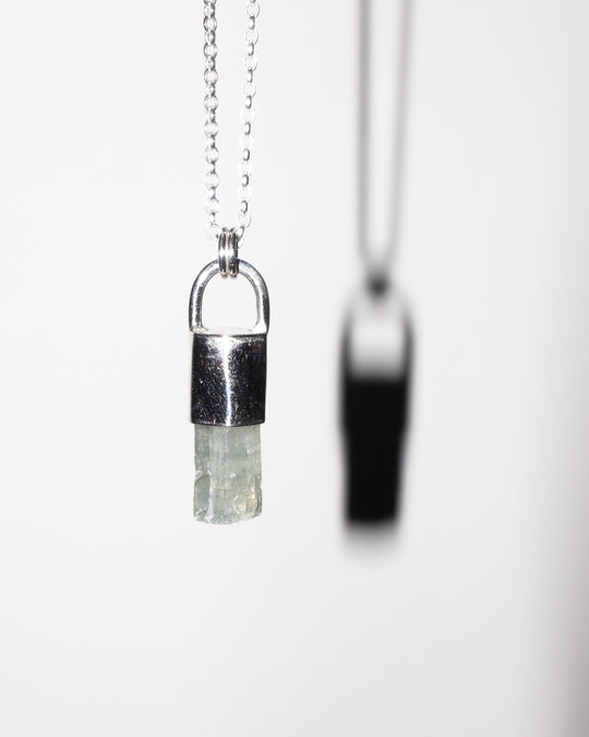 Raw Aquamarine Sterling Silver Necklace