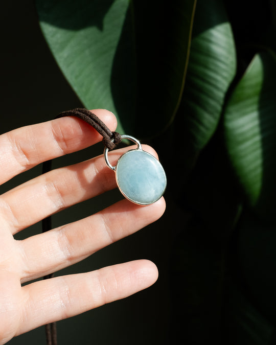 Aquamarine Pebble Sterling Silver Necklace