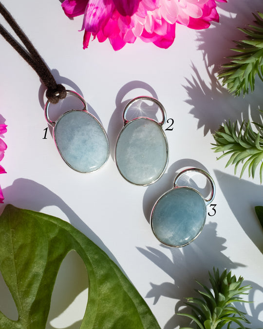 Aquamarine Pebble Sterling Silver Necklace
