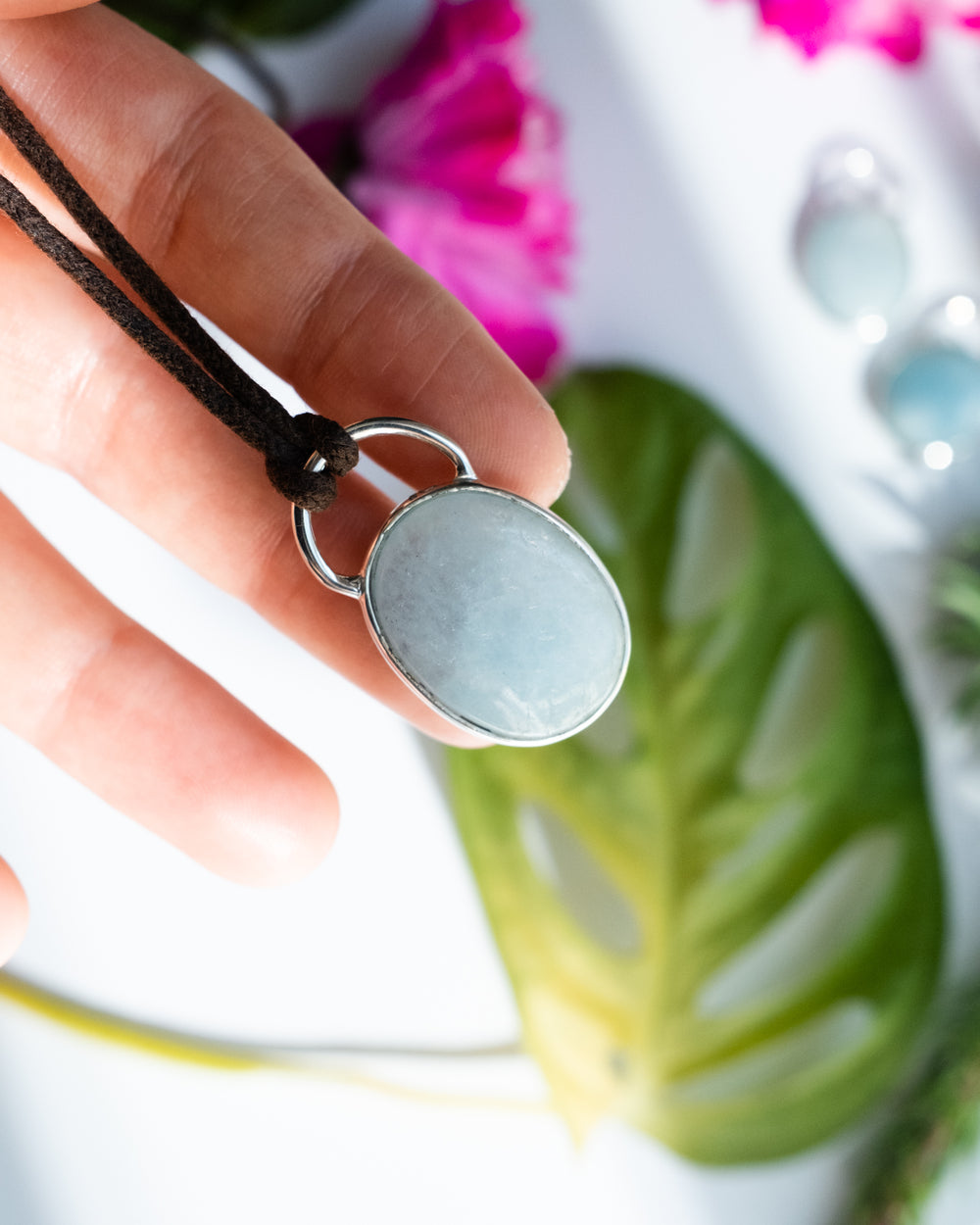 Aquamarine Pebble Sterling Silver Necklace