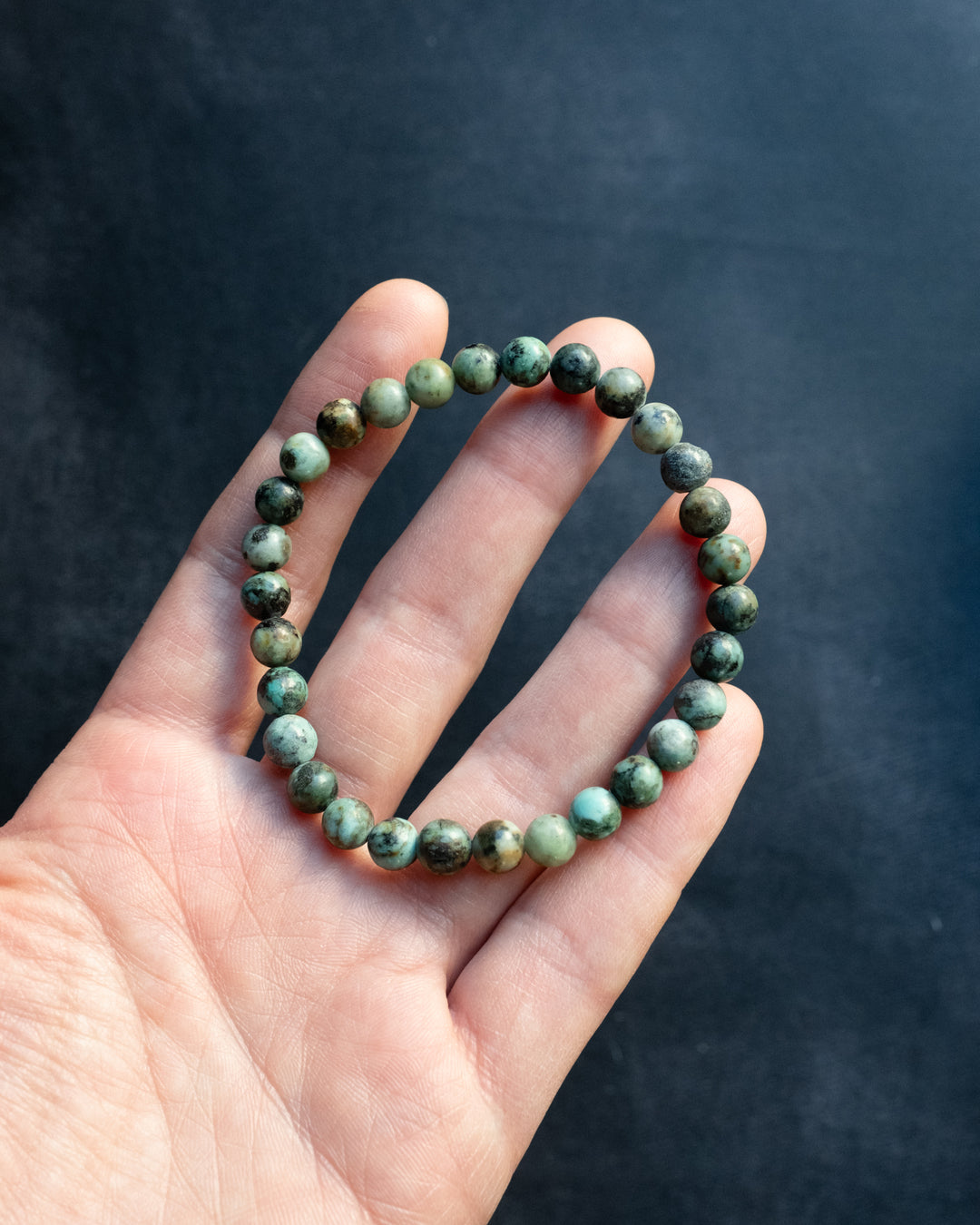 African Turquoise Round Bead Bracelet 6mm