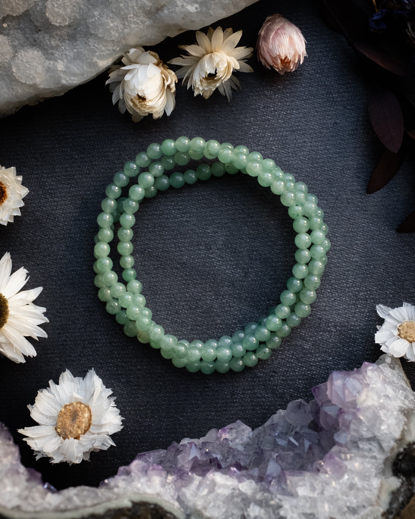 Aventurine Round Bead Bracelet 4mm - The Healing Pear