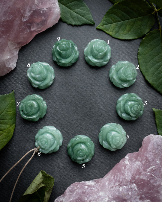 Aventurine Hand Carved Rose Necklace - The Healing Pear
