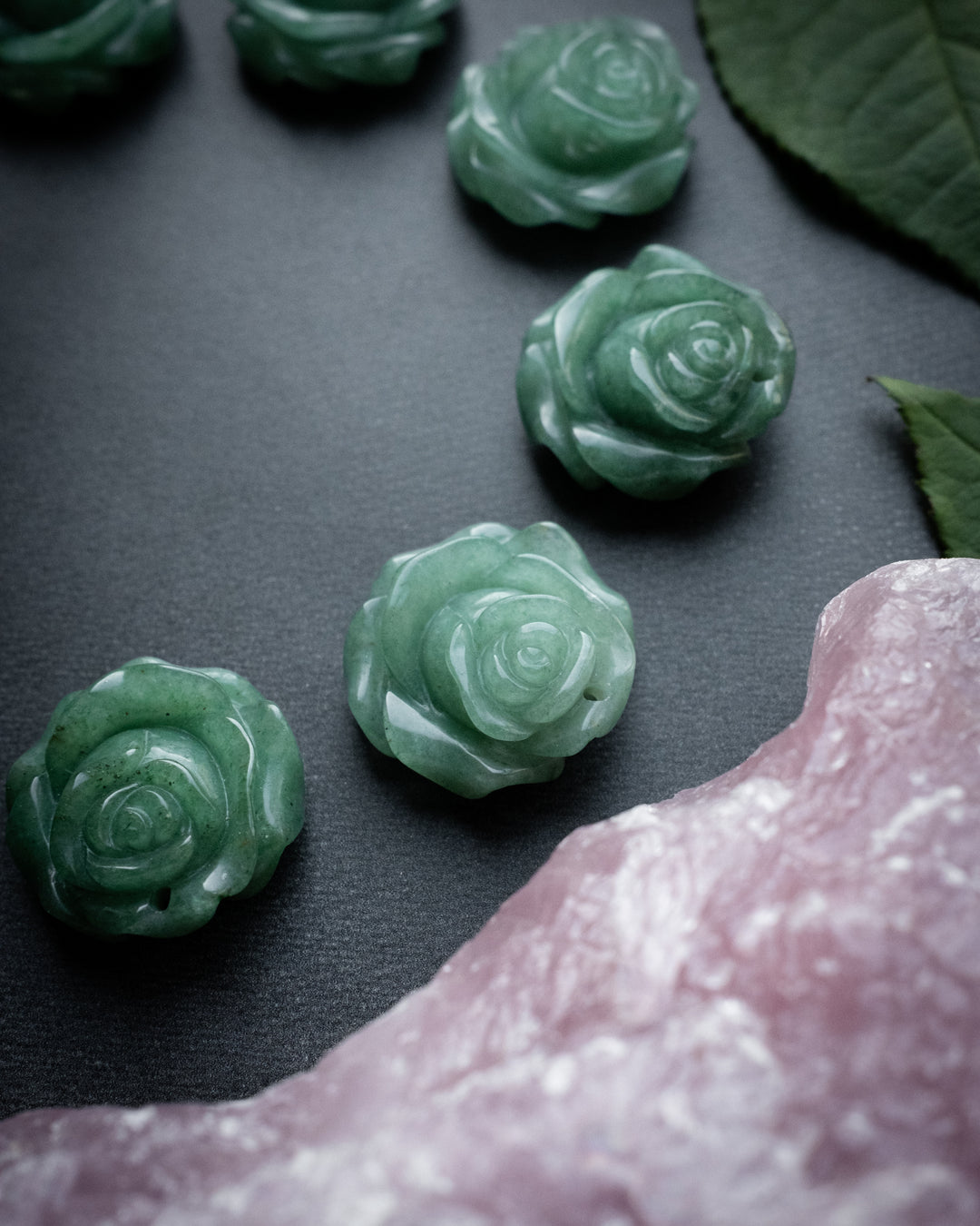 Aventurine Hand Carved Rose Necklace - The Healing Pear