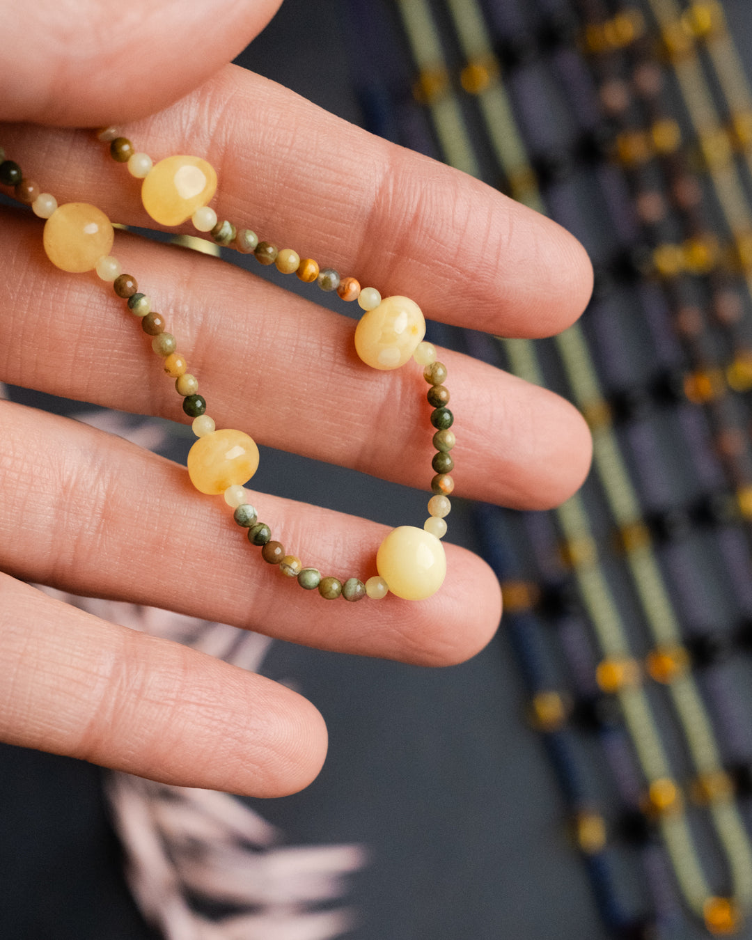 Baltic Amber Beaded Satellite Necklace - The Healing Pear