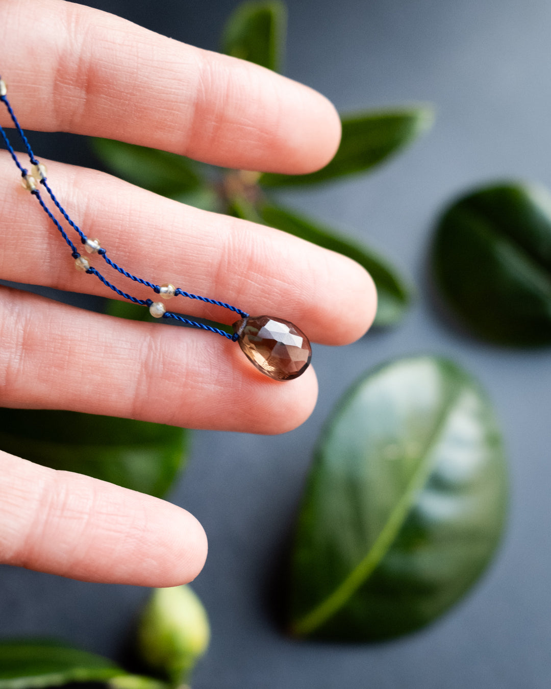Smoky Quartz / Amethyst / Lapis Lazuli Gemstone Beaded Necklace - The Healing Pear
