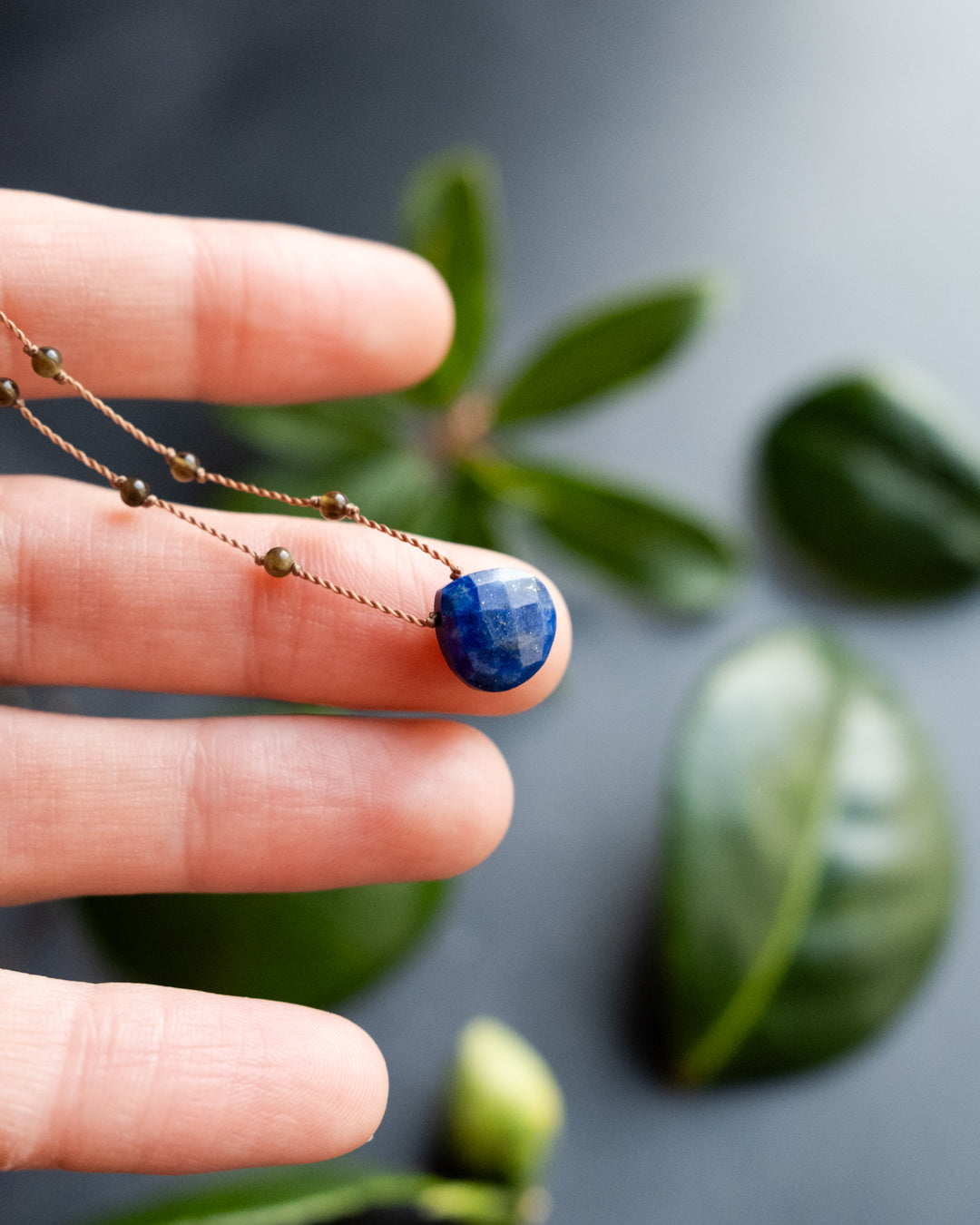 Smoky Quartz / Amethyst / Lapis Lazuli Gemstone Beaded Necklace - The Healing Pear