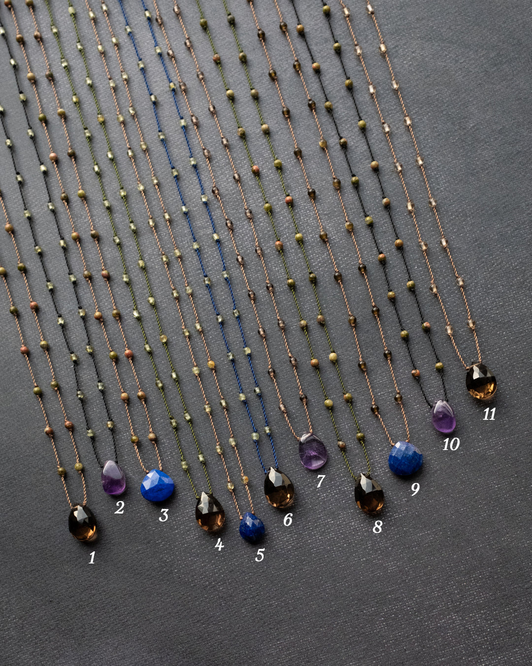 Smoky Quartz / Amethyst / Lapis Lazuli Gemstone Beaded Necklace - The Healing Pear
