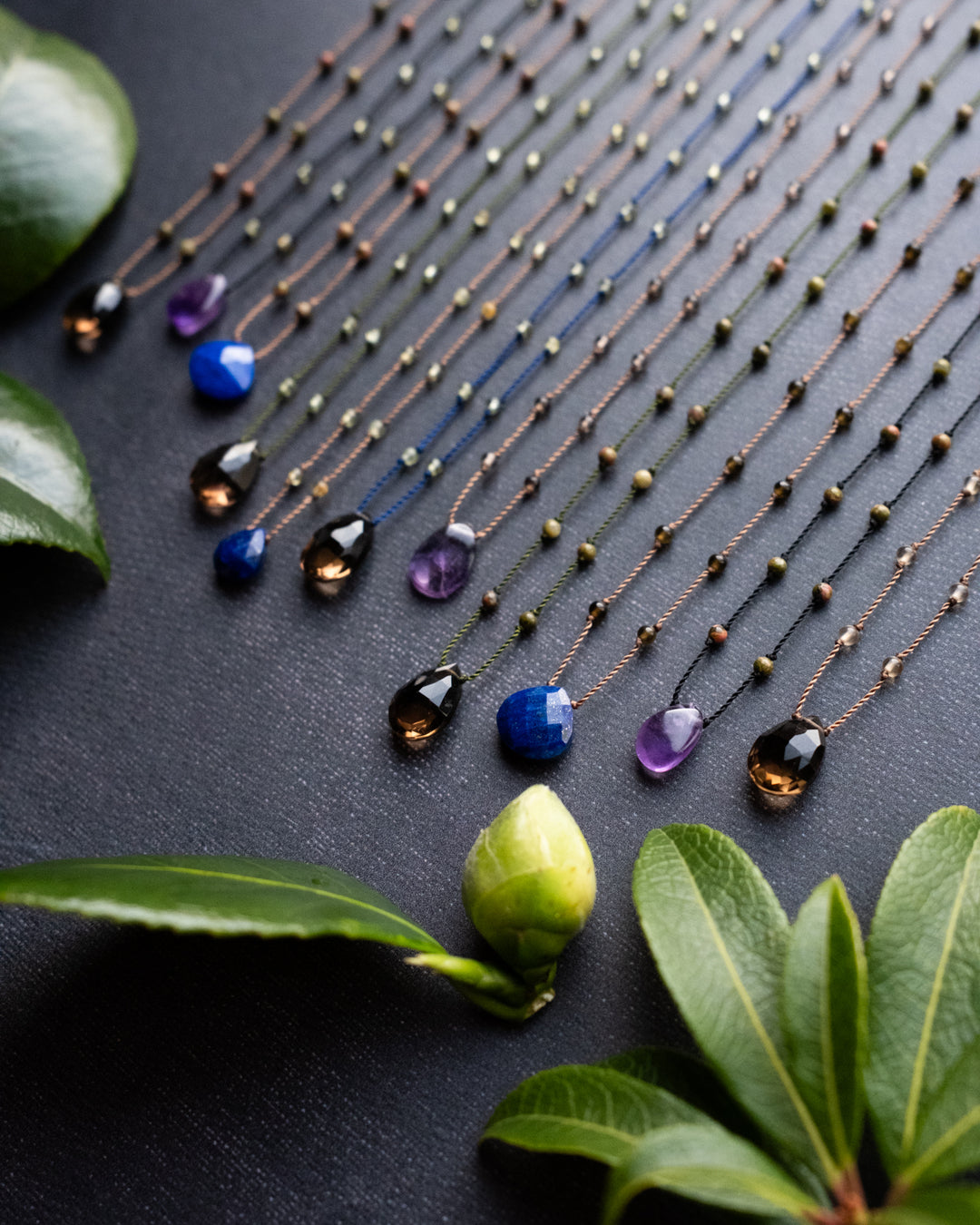 Smoky Quartz / Amethyst / Lapis Lazuli Gemstone Beaded Necklace - The Healing Pear