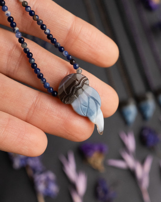 Blue Opal Hand Carved Jellyfish Beaded Necklace - The Healing Pear