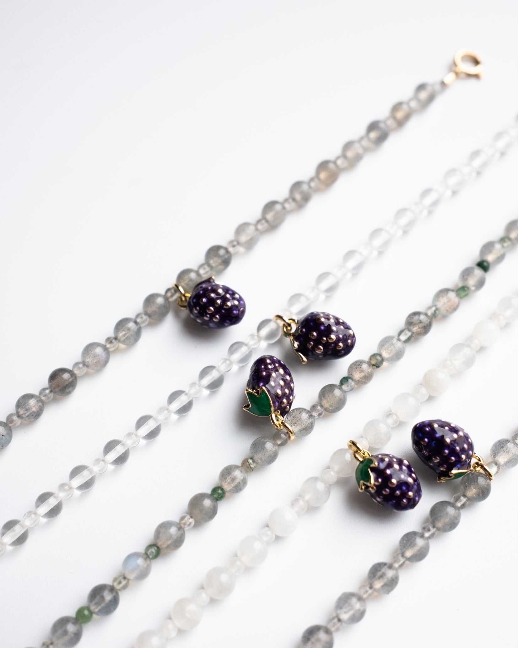 Enamel Blackberry & Gemstone Beaded Bracelet - The Healing Pear