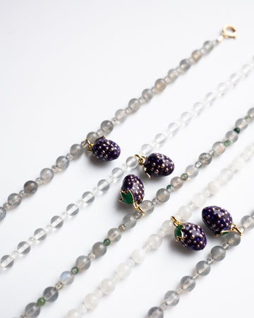 Enamel Blackberry & Gemstone Beaded Bracelet