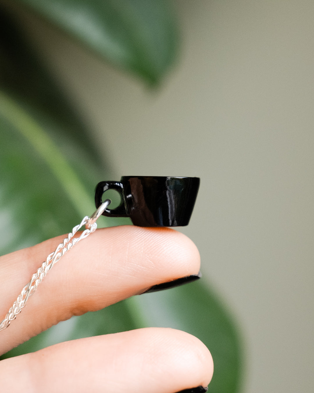 Black Onyx Hand Carved Mug Necklace - The Healing Pear