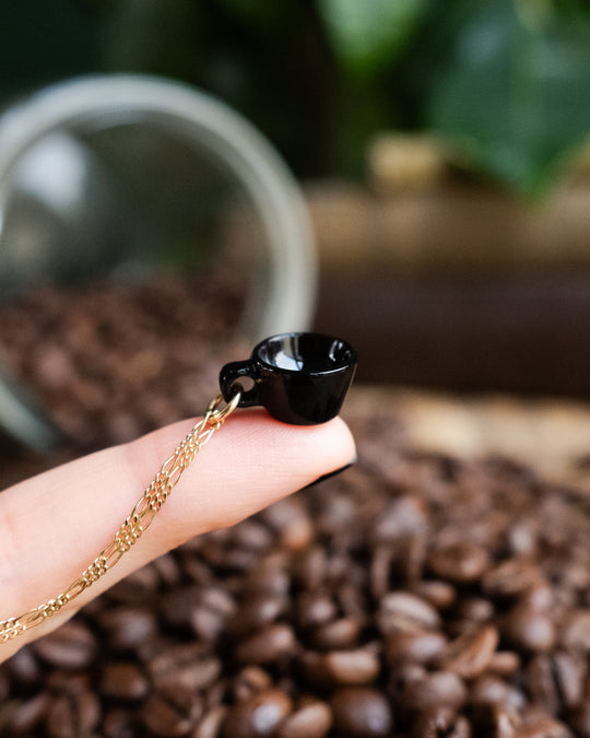 Black Onyx Hand Carved Mug Necklace - The Healing Pear
