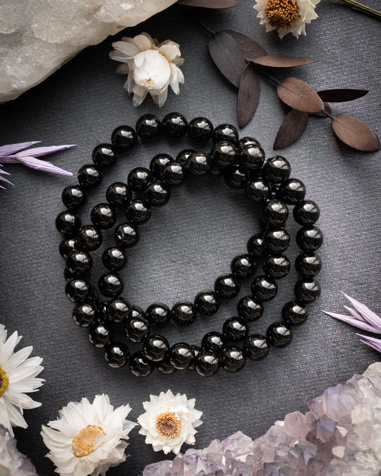 Black Onyx Round Bead Bracelet 8mm - The Healing Pear